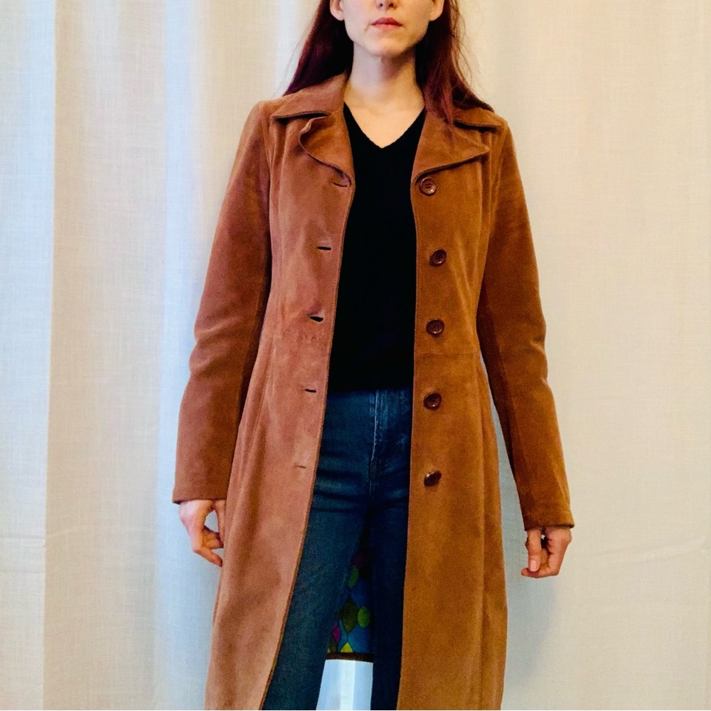 Dolce and Gabbana Brown Suede Trench Coat Size 40.